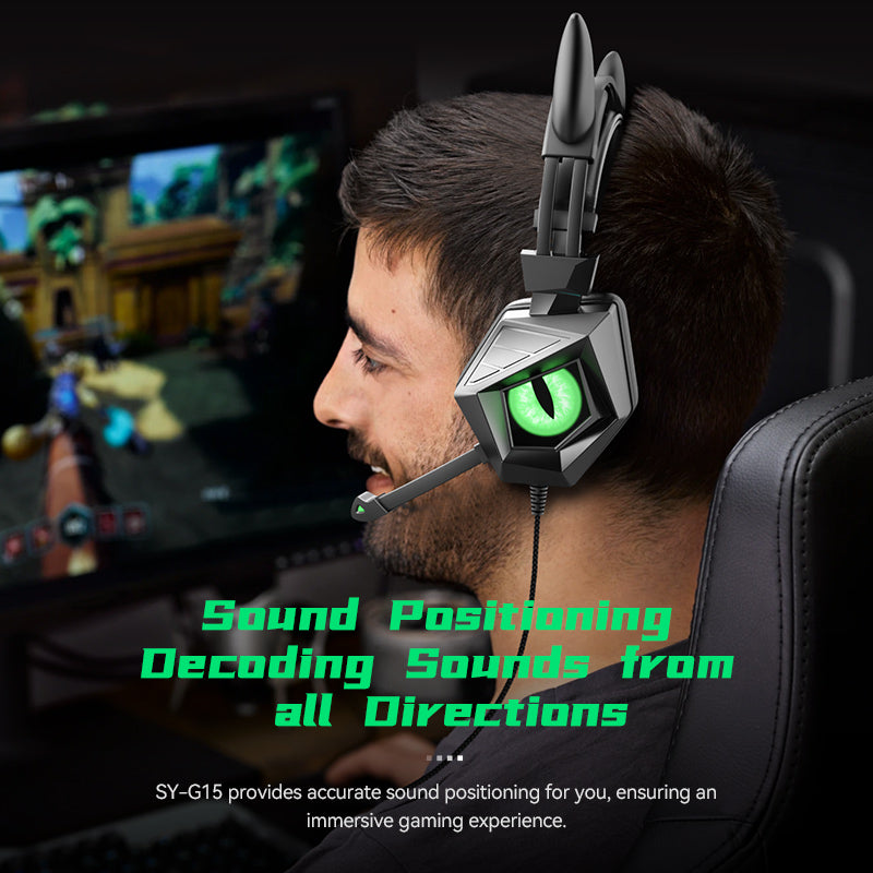 SY-G15 Ears Design Wired Control Gaming Earphone 3D Surround Sound Game Headset with HD Mic and Breathing Light SY-G15 Ears Design Wired Control Gaming Earphone 3D Surround Sound Game Headset with HD Mic and Breathing Light